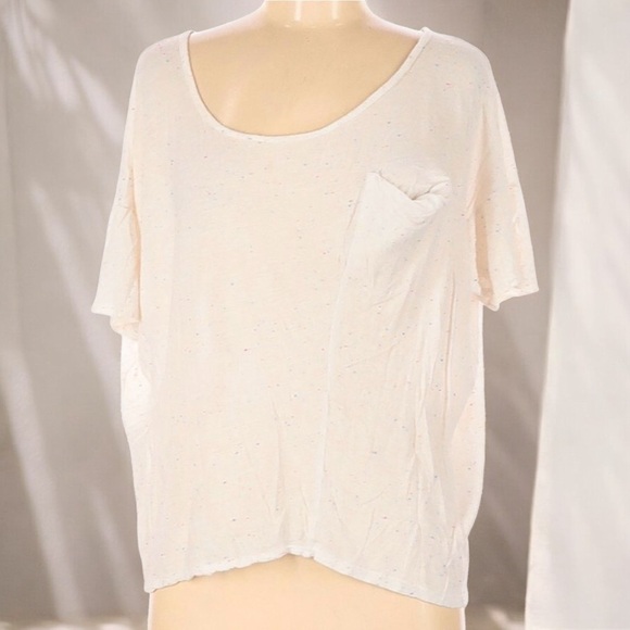 Lani Tops - Lani Short Sleeve Blouse in Ivory/Multicolor Dot Print Size M